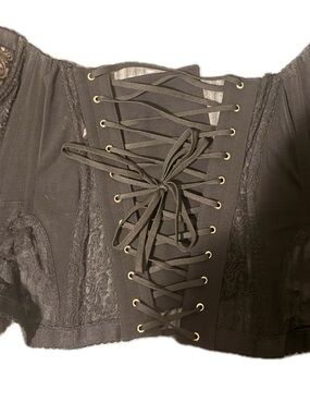 Agent provovateur Black Lace-Up Corset Top with Gold Eyelets